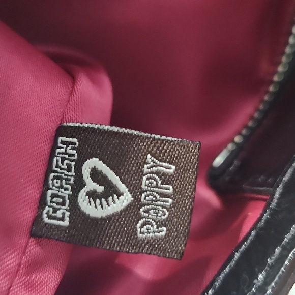 🔹️ Coach 🔹️Poppy Daisy black liquid gloss PATENT leather shoulder tote bag 🖤 - Picture 6 of 9